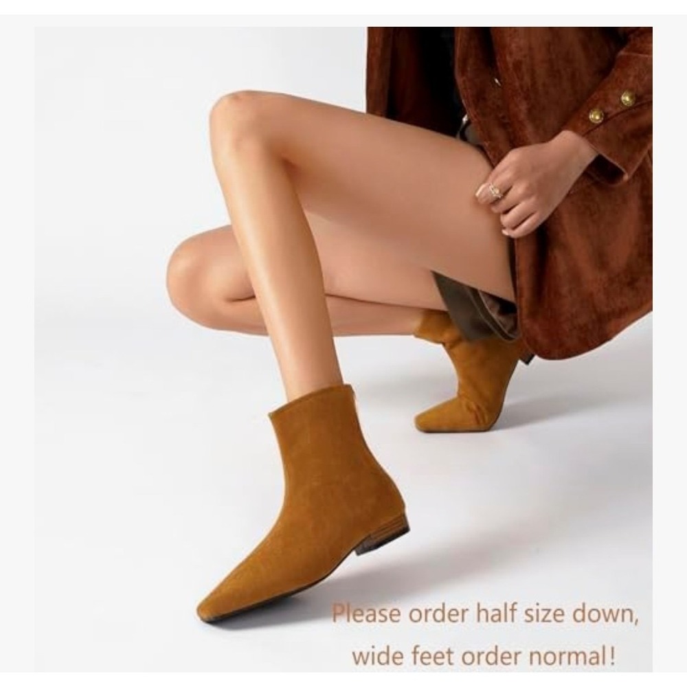 New Women's Beauty Cry Square Toe Ankle Boots, Brown Suede, Size 8